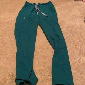 Hunter green figs scrub pants